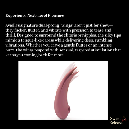 Sweet Release® Avielle Dual-Prong Clitoral Stimulating Sex Toys– Platinum Velvet Silicone Air Pulse Vibrator with Suction & Vibration | Platinum-Grade, Waterproof