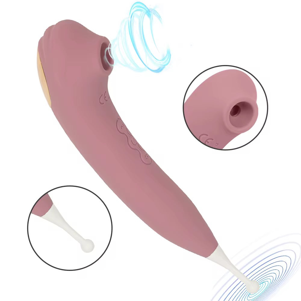 Sweet Release® Nubelle – Climax System Luxury Clitoral Pinpoint Stimulating Sex Toys - with Air Suction + Vibration | 3 Interchangeable Tips | 7 Suction & 7 Vibe Modes | Platinum Velvet Silicone