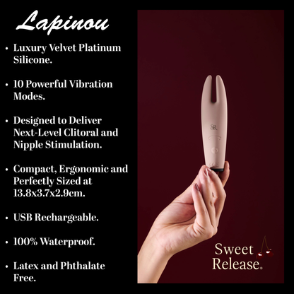 Sweet Release® Lapinou – Luxury Platinum Velvet Silicone, Clitoral Stimulating Sex Toys | 10 Powerful Vibrating Modes | Mocha Velvet Finish | Latex & Phthalate-Free | USB Rechargeable