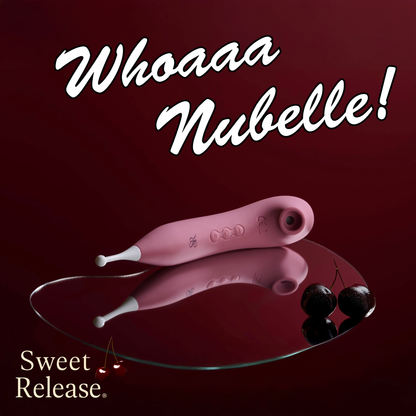 Sweet Release® Nubelle – Climax System Luxury Clitoral Pinpoint Stimulating Sex Toys - with Air Suction + Vibration | 3 Interchangeable Tips | 7 Suction & 7 Vibe Modes | Platinum Velvet Silicone