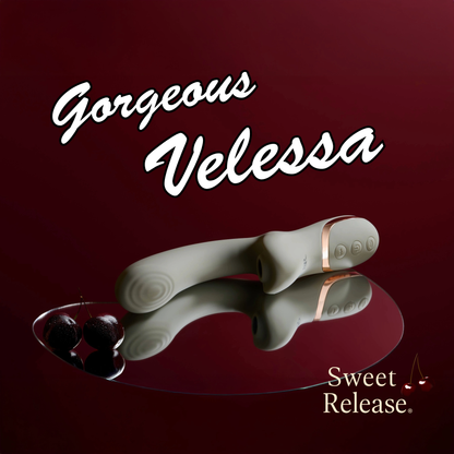 Sweet Release® Velessa Pulsing G-Spot & Clitoral Suction Vibrator Sex Toys – Dual Stimulator with Throbbing Tip & Air Pulse Suction | Sage Platinum Silicone | Waterproof, Magnetic Rechargeable