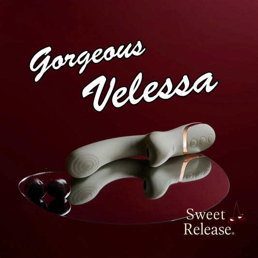 Sweet Release® Velessa Pulsing G-Spot & Clitoral Suction Vibrator Sex Toys – Dual Stimulator with Throbbing Tip & Air Pulse Suction | Sage Platinum Silicone | Waterproof, Magnetic Rechargeable