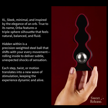 Sweet Release® Orba Large Anal Plug Sex Toys – Premium Velvet Luxury Silicone, Weighted Steel Spheres, 3-Orb Design for Intense Pleasure – Latex & Phthalate Free, 6.9 x 6.9 x 16.5 cm